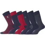 Serge Blanco Chaussettes Lot de 6 Paires de Chaussettes de ville coton homme hommes - Rouge - 43 / 46