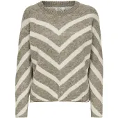 ONLY Pull-over 'ONLEliza' gris / blanc