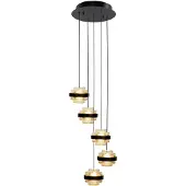 Highlight Suspension Dynasty Verre ambré noir à 3 lumières