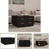 The Living Store Table basse noire 80x80x45 cm pin massif