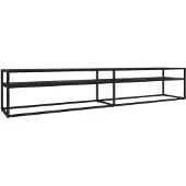 vidaXL Armoire TV noire imitation marbre 220x40x40,5 cm verre trempé