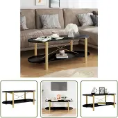 The Living Store Table basse noire 110x48x40 cm bois composite