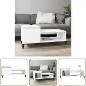 The Living Store Table basse blanche 100x50x45 cm bois composite