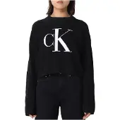 Calvin Klein Jeans Femmes, Pull-over, soufflé CK Loose SW J20J221132 Beh, Noir, (S)