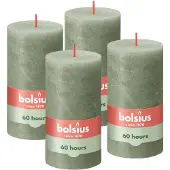 Bolsius Bougies pilier rustiques Shine 4 pcs 130x68 mm Vert olive