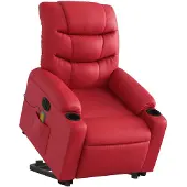 vidaXL Fauteuil de massage avec releveur électrique rouge similicuir