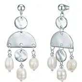 Lulu & Jane Boucles d'oreilles argent / blanc perle