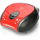 Lenco SCD-24 Numérique Noir, Rouge - Systèmes stéréo portables (Numérique, FM, Lecteur, CD, LCD, Noir, Rouge)