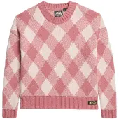 Superdry pour femme. W6110574A Pull à imprimé Argyle rose (M), Casuel, Acrylique