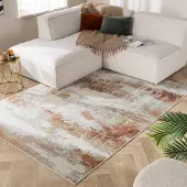 FRAAI Tapis de luxe | Marnix Grunge Crème/Terracotta | 135x195cm | Crème | Rectangulaire | Tapis