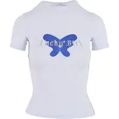 FELICIOUS T-shirt 'Lucky Girl ' azur / argent / blanc