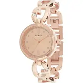GUESS Montre à affichage analogique or rose / noir / transparent