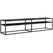 vidaXL Armoire TV noire imitation marbre 180x40x40,5 cm verre trempé