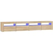 vidaXL Armoire TV avec lampes LED Chêne Sonoma 240x35x40 cm