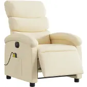 vidaXL Fauteuil de massage électrique Crème Tissu