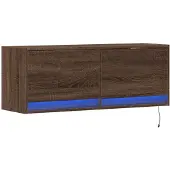 vidaXL Armoire TV murale avec éclairage LED aspect chêne 100x31x35 cm