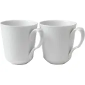 Royal Copenhagen White Fluted Mug-38 Cl-set Of 2 Mug Blanc