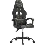 vidaXL Chaise de jeu Pivotante Noir et camouflage Similicuir