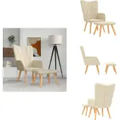 vidaXL Fauteuil de relaxation avec pouf Tissu Crème - Fauteuil