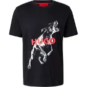 HUGO BOSS T-Shirt 'Deyladec' canneberge / noir / blanc cassé