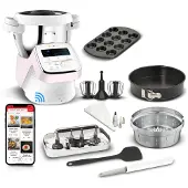 Moulinex i-Companion XL HF90E700 - Robot cuiseur - 4.5 litres - 1550 Watt - blanc/rose
