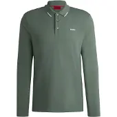 HUGO Derrikos 10269326 Long Sleeve Polo Vert L Homme