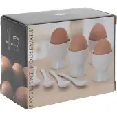 Eh Excellent Houseware Eierbecher und Löffel 8er SET, Coquetier, Blanc