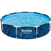 Bestway Steel Pro Tropical Leaf Ø 305x66 Cm Steel Round Frame Above Ground Pool Bleu 4062 Liters