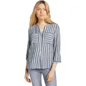 Tom Tailor Chemisier bleu fumé / blanc