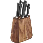 Tefal Ensemble de couteaux 6 pièces Jamie Oliver - Comprend un bloc à couteaux - Bois/Acier inoxydable