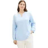 Tom Tailor Women + Chemisier bleu clair / blanc cassé