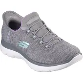 SKECHERS Slip on 'Summits' turquoise / gris chiné / lavande