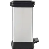 Curver DECOBIN DUO Poubelle 30L (10L+18L) avec pédale argent métallique