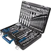 Scheppach TB217 Coffret à outils | Set d'outils 217 pces | Caisse à outils | Douilles, embouts, cliquets, clés à fourche et courantes, jeu de douilles