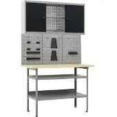 vidaXL Établi avec 3 panneaux muraux et 1 armoire