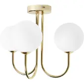Beliani Plafonnier blanc or verre métal 3 abat-jours verre glamour style moderne salon chambre à coucher