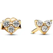 Pandora Clous D¿Oreilles Coeur Trois Pierres