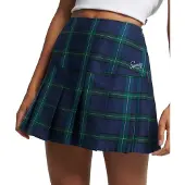 Superdry Vintage Check Pleat Mini Skirt Vert L Femme