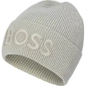 BOSS Bonnet en maille de laine mélangée avec logo brodé
