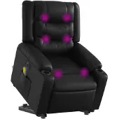 vidaXL Fauteuil de massage avec releveur électrique noir similicuir