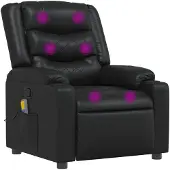 vidaXL Fauteuil de massage noir similicuir