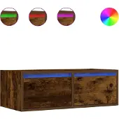 vidaXL Armoire TV avec lampes LED chêne fumé 75x35,5x25 cm