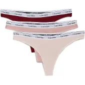 Calvin Klein 000qd5209e Thong 3 Units Rouge,Rose L Femme