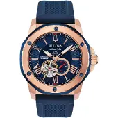 Bulova 98A227 Marine Star automatique 45mm 20ATM, Bleu, (Horloge analogique, 45 mm)