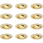 QAZQA Lot de 12 spots encastrés laiton GU10 35 mm - Edu