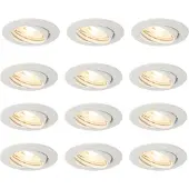 QAZQA Lot de 12 spots encastrés blancs GU10 35 mm - Edu