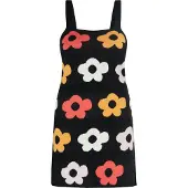 Swirly Robe jaune / fuchsia / noir / blanc