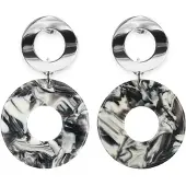 Fräulein Wunder Boucles d'oreilles 'Adua' gris / noir / blanc