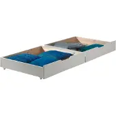Vipack Jeu de tiroirs de lit sur roulettes blanc, composé de deux tiroirs