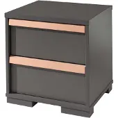 Vipack Table de chevet London 2 tiroirs - anthracite
